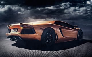 Картинка Lamborghini, LP700-4, Alex Murtaza, orange, Aventador, rear, Shift-S3ctor