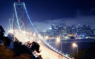 Картинка калифорния, ночь, california, Сан-Франциско, bay bridge, night, san francisco