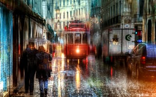 Картинка Лиссабон, Португалия, дождь