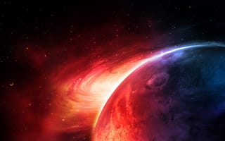Картинка sci fi, red, planet, blue