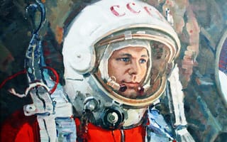 Картинка Юрий Гагарин, герой, космонавт, лётчик, скафандр, СССР, легенда