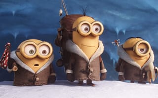 Картинка minions movie, 2015, yellow, snow