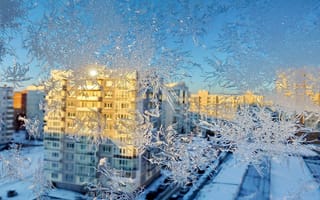 Картинка дома, зима, узор, окно, мороз