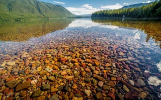 Картинка Glacier National Park, Lake McDonald, природа, Nature, Montana, озеро, Landscape, вода, камни