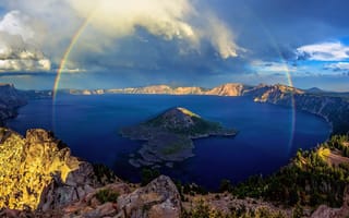 Картинка США, озеро, радуга, Крейтер, штат, Орегон