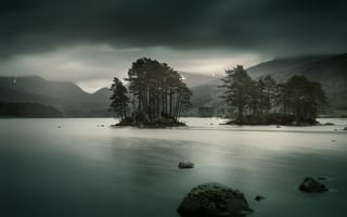 Картинка Шотландия, Хайленд, Loch Ossian, гладь, небо, Лох-Шил, вода, пресное озеро