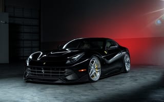 Картинка Ferrari, Front, Supercar, F12, ADV.1, Berlinetta, Black, Wheels, Ligth, Power