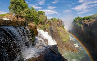 Картинка радуга, Южная Африка, водопад, Виктория, природа, Замбия и Зимбабве