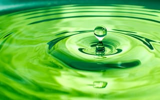 Картинка зеленый, капля, вода, круги
