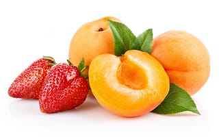 Картинка персик, клубника, еда, фрукты