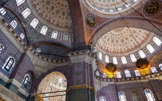 Картинка Стамбул, арка, купол, колонна, новая мечеть, религия, архитектура, узор