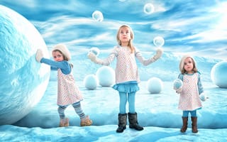 Картинка Snowballgirls, девочки, зима, снег, снежный ком