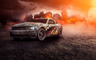 Картинка Ford, Muscle, Mustang, Perfomance, Fire, Turbo, Comp, Front, Car