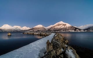 Картинка снег, горы, Норвегия, Balsfjord, Troms