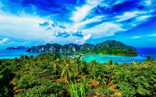 Картинка тропические острова, Тайланд, симиланы, краби, красивые пальмы, Пхукете