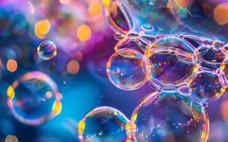 Картинка мыльные пузыри, красочные отражения, абстрактные пузыри, отражающий, пузырьковое искусство, яркие цвета, ИИ искусство