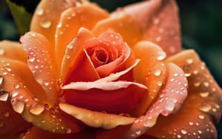 Картинка красный, Роза, лепесток, цветок, растение, роса, влага, чайно-гибридная роза, уронить, садовые розы, вода, флорибунда, капелька, дождь, середина пути, ИИ искусство, генеративный ИИ, созданный ИИ