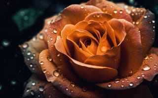 Картинка красный, Роза, лепесток, цветок, растение, роса, влага, чайно-гибридная роза, уронить, садовые розы, вода, флорибунда, капелька, дождь, середина пути, ИИ искусство, генеративный ИИ, созданный ИИ