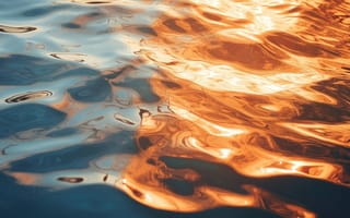 Картинка освещенная солнцем вода, волнистая абстракция, светящийся фон, ИИ искусство