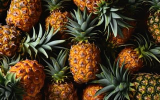 Картинка ананасы, тропический, фрукты, свежий, спелый, шаблон, текстура, еда, здоровый, ИИ искусство