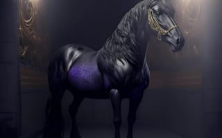 Картинка лошадь, конь, лошади, животные, вороной, AI Art, ИИ арт, цифровое, арт, сгенерированный, AI, ИИ