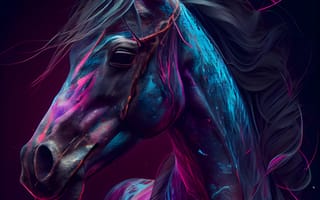Картинка лошадь, конь, лошади, животные, морда, голова, арт, рисунок, портрет
