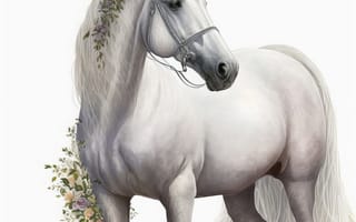 Картинка лошадь, конь, лошади, животные, белый, арт, рисунок