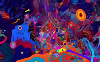 Картинка абстрактные, абстракция, цветной, разноцветный, цвета, AI Art, ИИ арт, цифровое, арт, сгенерированный, AI, ИИ