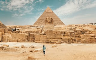 Картинка архитектура, Египетские пирамиды, пирамида, пирамиды, египетский, древний, история, исторический, пустыня, песок, Гиза, Eгипет, сфинкс