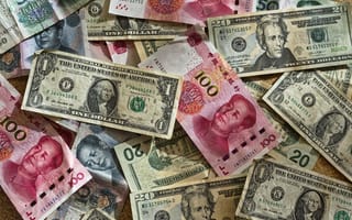 Картинка деньги, экономика, финансы, купюра, банкнота, наличка, доллар США, американский доллар, доллар, USD, валюта, юань, ренминби, китайский юань, китайский, CNY, RMB