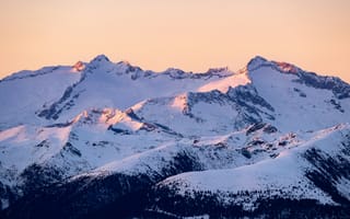 Картинка горы, гора, природа, зима, снег, вечер, закат, заход