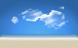 Картинка море, облака, небо, песок, вода, пляж