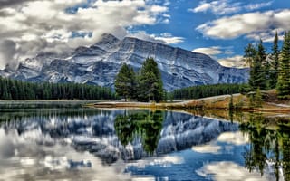 Картинка vermillion lakes, alberta, canada, mount rundle, banff national park, озёра вермилион