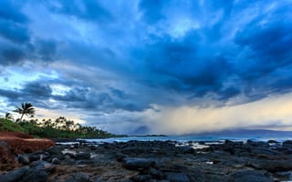 Картинка Гавайи, Kahului, Hawaii, Maui, Pacific, Природа, облачно, закаты, Облака, гавайские, Ocean, туч, Рассветы, острова, облако, закат, Океан, рассвет, Небо, Тучи