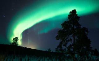 Картинка Финляндия, Полярное, сияние, ночи, Ночные, Ночь, северное, Природа, ночью