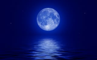 Картинка Природа, Небо, Луна, Ночные, ночью, ночи, Ночь, луны, Вода, луной