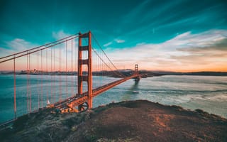 Картинка Сан-Франциско, США, golden, Небо, Океан, bridge, Мосты, gate, мост, Природа, город, штаты, Города