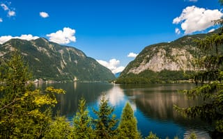 Картинка Австрия, Горы, гора, Озеро, Небо, Пейзаж, Природа