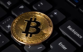 Картинка Клавиатура, Монеты, Крупным, Bitcoin, планом, вблизи, Биткоин