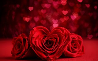 Картинка День, всех, серце, сердечко, Сердце, святого, Цветы, красных, влюблённых, Красный, сердца, втроем, красные, красная, Трое, цветок, три, Валентина, Розы