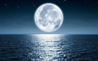 Картинка Море, Океан, Луна, Природа, луны, луной