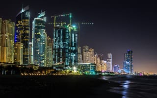 Картинка Дубай, ОАЭ, Здания, Небоскребы, Эмираты, ночи, Города, ночью, Ночь, Объединённые, Ночные, Арабские, Дома