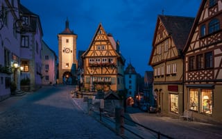 Картинка Бавария, Германия, Здания, башни, Дома, Башня, город, Rothenburg, Города