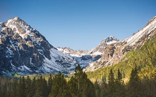 Картинка Tatras, Mountains, Горы, Пейзаж, снегу, Природа, снеге, Снег, лес, Леса, снега, гора