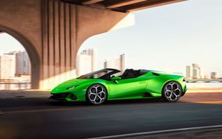 Картинка Lamborghini, Spyder, Сбоку, Автомобили, Evo, авто, машины, Ламборгини, зеленые, зеленых, автомобиль, Родстер, машина, Зеленый, зеленая, Huracan