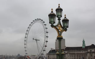 Картинка Лондон, Англия, лондоне, колесом, фонари, Уличные, город, Колесо, Города, обозрения