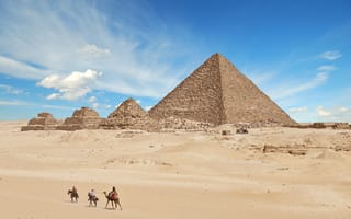 Картинка верблюд, Египет, Руины, Природа, Развалины, Пирамида, Верблюды, пустыня, Giza, пирамиды, Пустыни