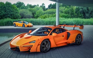 Картинка Макларен, McLaren, Оранжевый, Автомобили, машины, LM, Двое, авто, оранжевые, оранжевых, оранжевая, машина, F1, две, Металлик, два, автомобиль, вдвоем, Senna