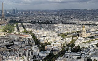 Картинка Париж, Эйфелева, Города, Панорама, париже, Сверху, Франция, башня, Здания, город, Дома