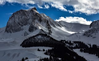 Картинка Альпы, Швейцария, Горы, облачно, облако, гора, Облака, Снег, Gurnigel, снегу, снега, снеге, альп, Природа